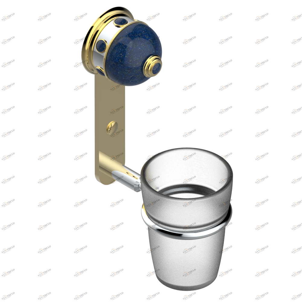 A1W-536 Стакан настенный для зубных щёток Thg-paris Sully с лазуритом Хром/золото A1W-536 CAT.A