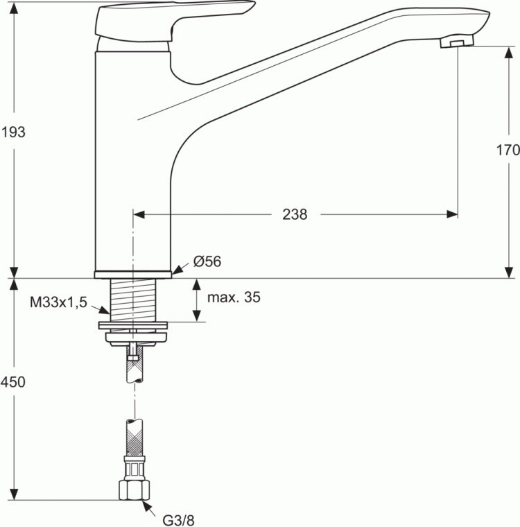 B9495AA Смеситель для кухонной мойки Ideal Standard CERAMIX BLUE - Вид №3