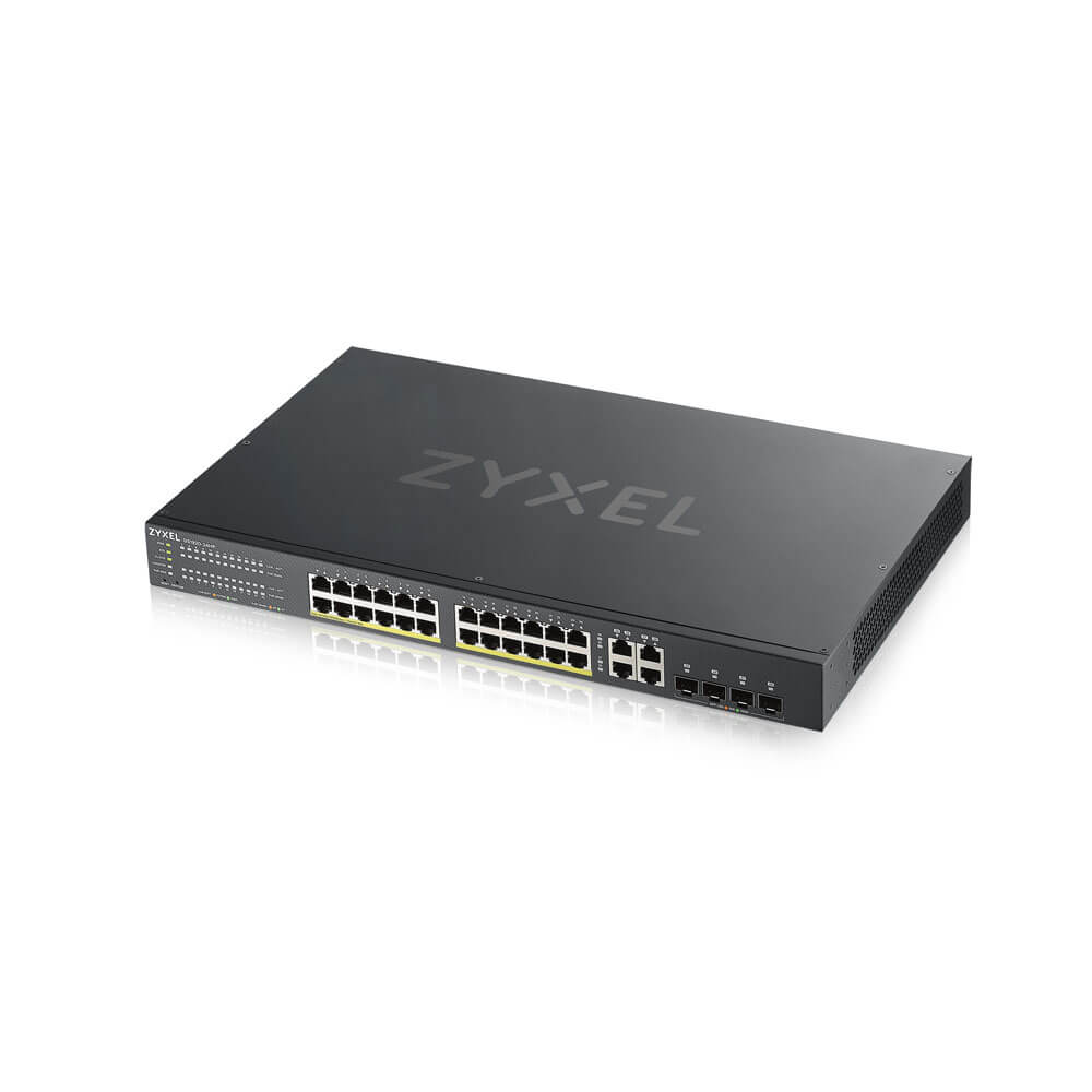 GS192024HPV2-EU0101F gs1920-24hpv2 hybrid smart switch poe+ nebula flex, 24xge poe+, 4xcombo (sfp/rj-45), budget poe 375w, standalone / cloud management ZyXEL Santreyd  - Вид №2