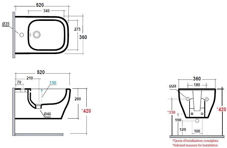 Syn220101 Биде подвесное Synthesis eco Olympia Ceramica - Вид №4