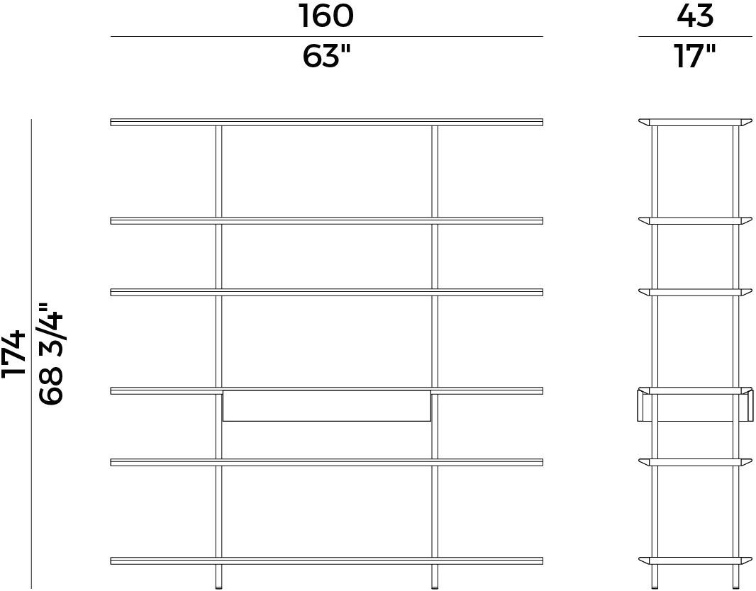 Potocco Открытая отдельностоящая деревянная полка Arial 870\ml - Вид №5