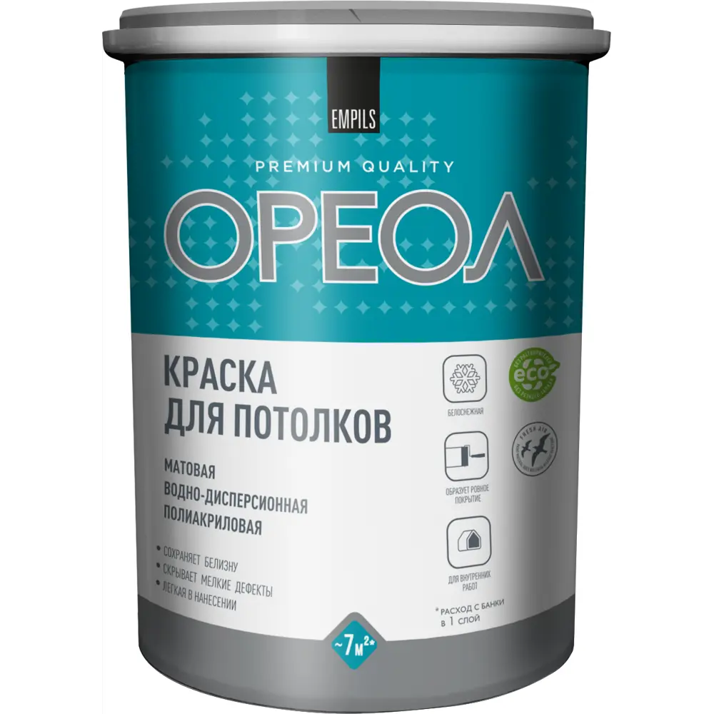 Краска для потолков Ореол матовая цвет белоснежный 1.3 кг STLM-2013861