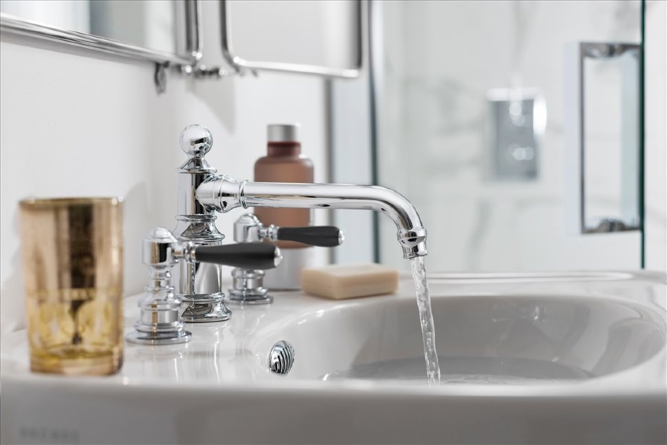 Смеситель для раковины, 3 отв, ручки - леверы чёрные хром [ARC15 CHR + ARC66 CHR] Arcade Burlington ARC15 CHR, ARC66 CHR - Вид №3