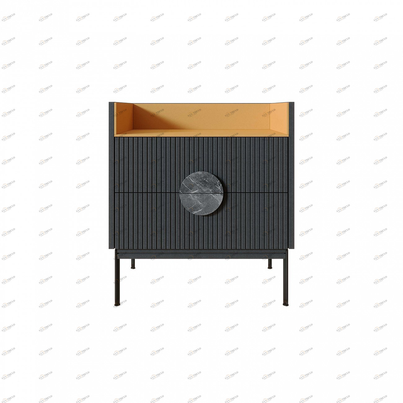 Тумба высокая деревянная 71х64 см серая Alto Yellow BRAGIN DESIGN LIVING 00-3862459 Желтый;серый