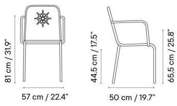 iSimar Садовый стул из стали с подлокотниками Nautic 8116 - Вид №2