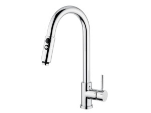 Смеситель для кухни из хромированной латуни со съемным ручным душем