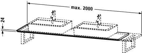 XL017C00707 Консоль для накладных раковин и встраиваемых умывальников, для угла справа X-Large #XL017C 480 мм Бетонно-серый матовый декор Duravit - Вид №1