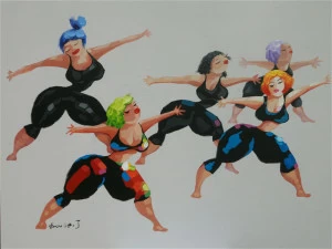 Картина на холсте 90х120 см "Аэробика" EVENHOME КАРТИНЫ МАСЛОМ 130039 Бежевый;синий;черный;разноцветный