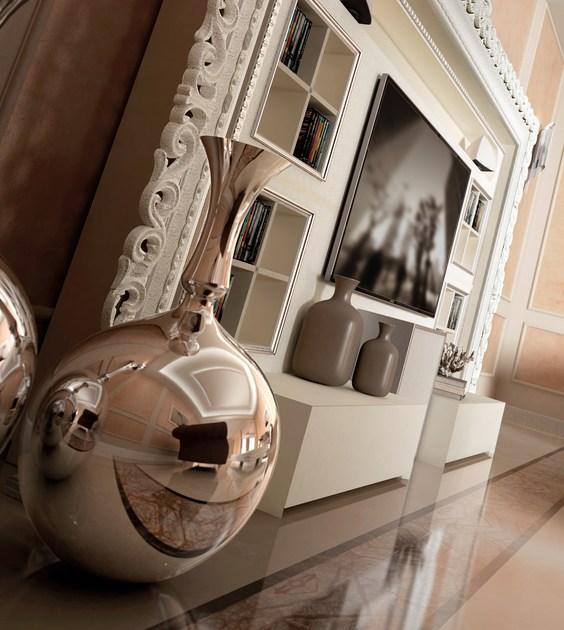 Vismara Design Оборудованная лакированная стена с тумбой под телевизор Classic sun-id-1379132 - Вид №9