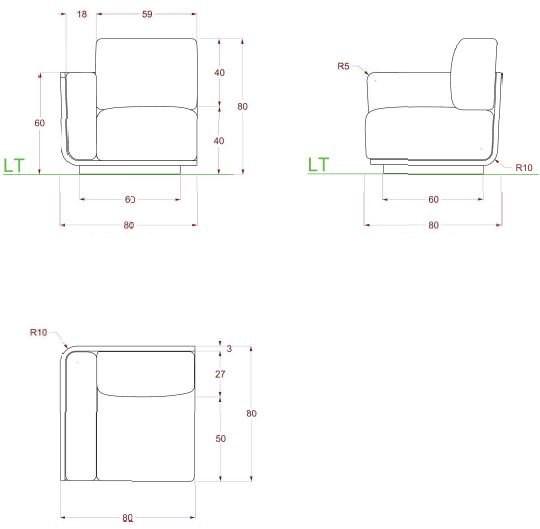 Manufatti Viscio Угловое кресло с огнестойкой обивкой Air sun-id-1443584 - Вид №1