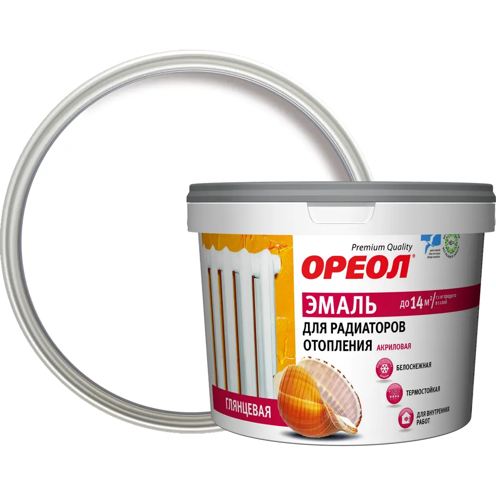 Эмаль акриловая для радиаторов отопления Ореол термостойкая глянцевая 2.5 кг STLM-2158397