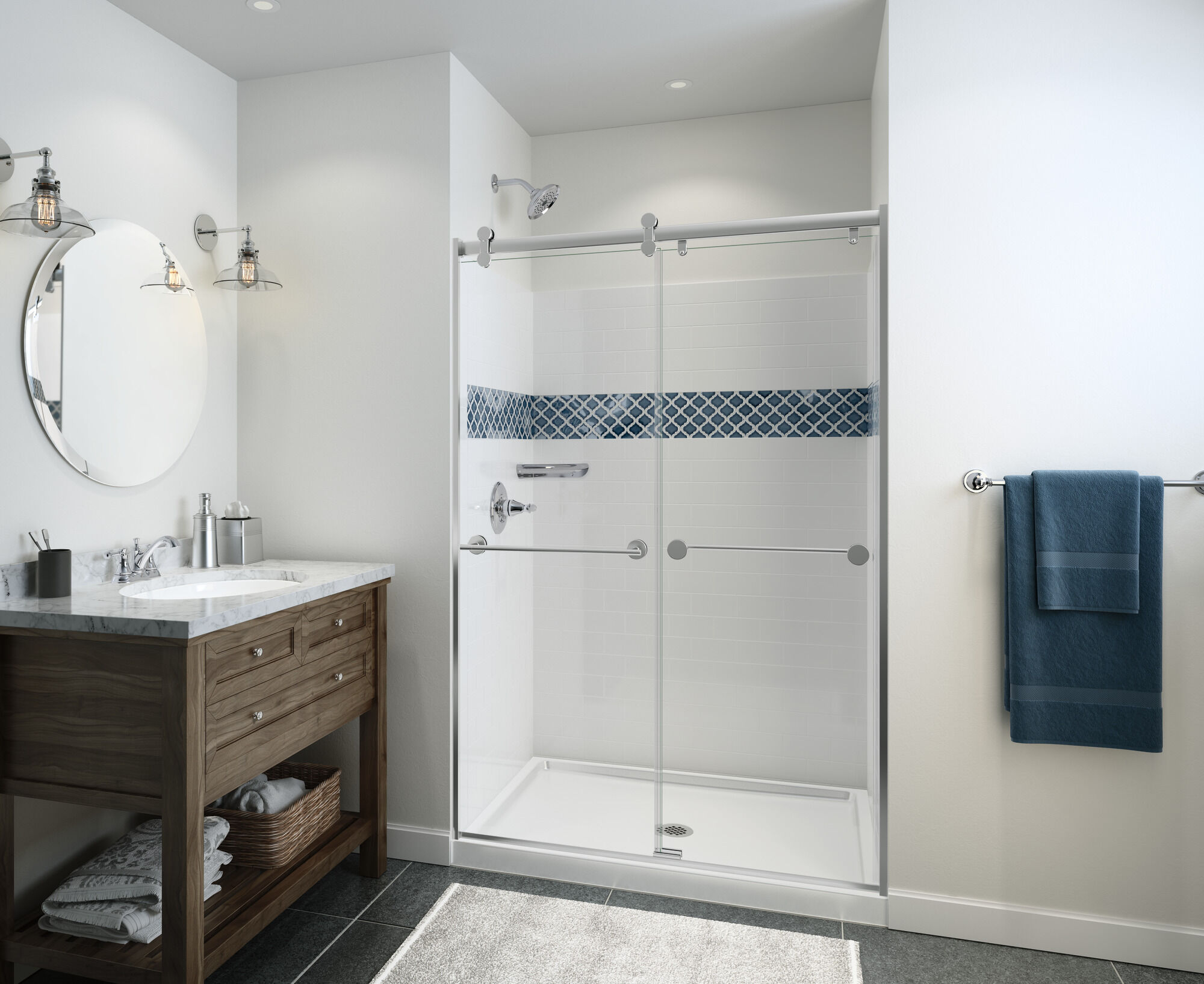 40074 Подставка для душа 48 "X 34" Delta Faucet Classic 400 Глянцевый белый  - Вид №7