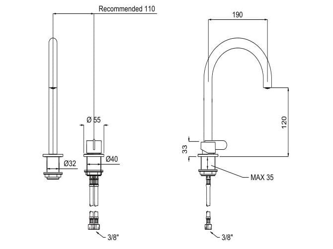 Однорычажный смеситель для раковины с 2 отверстиями QD Magistro Lab Swing ARCH-00040162 - Вид №1