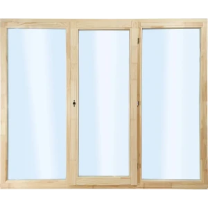 Окно деревянное трехстворчатое сосна 1460х1770 мм (ВхШ) однокамерный стеклопакет цвет натуральный