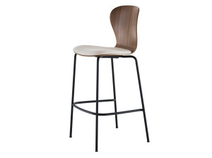 Высокий деревянный стул с мягким сиденьем с подставкой для ног