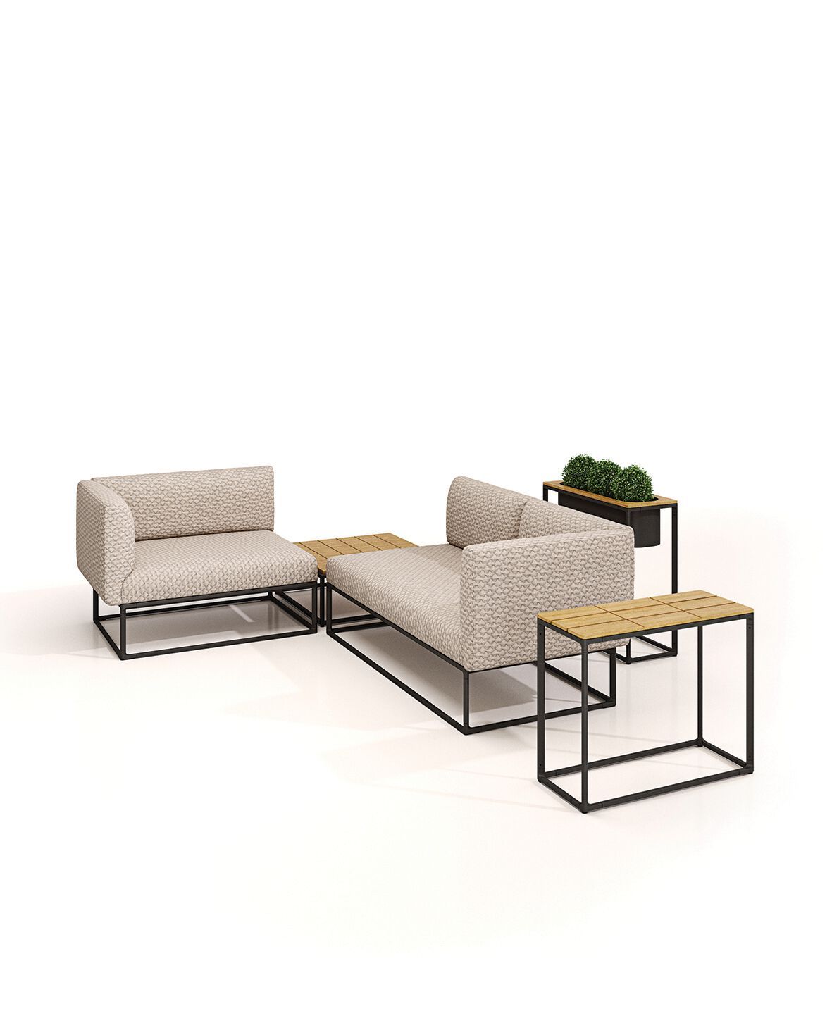 Алюминиевый и деревянный низкий прямоугольный садовый столик Gloster Maya ARCH-00010784 - Вид №1