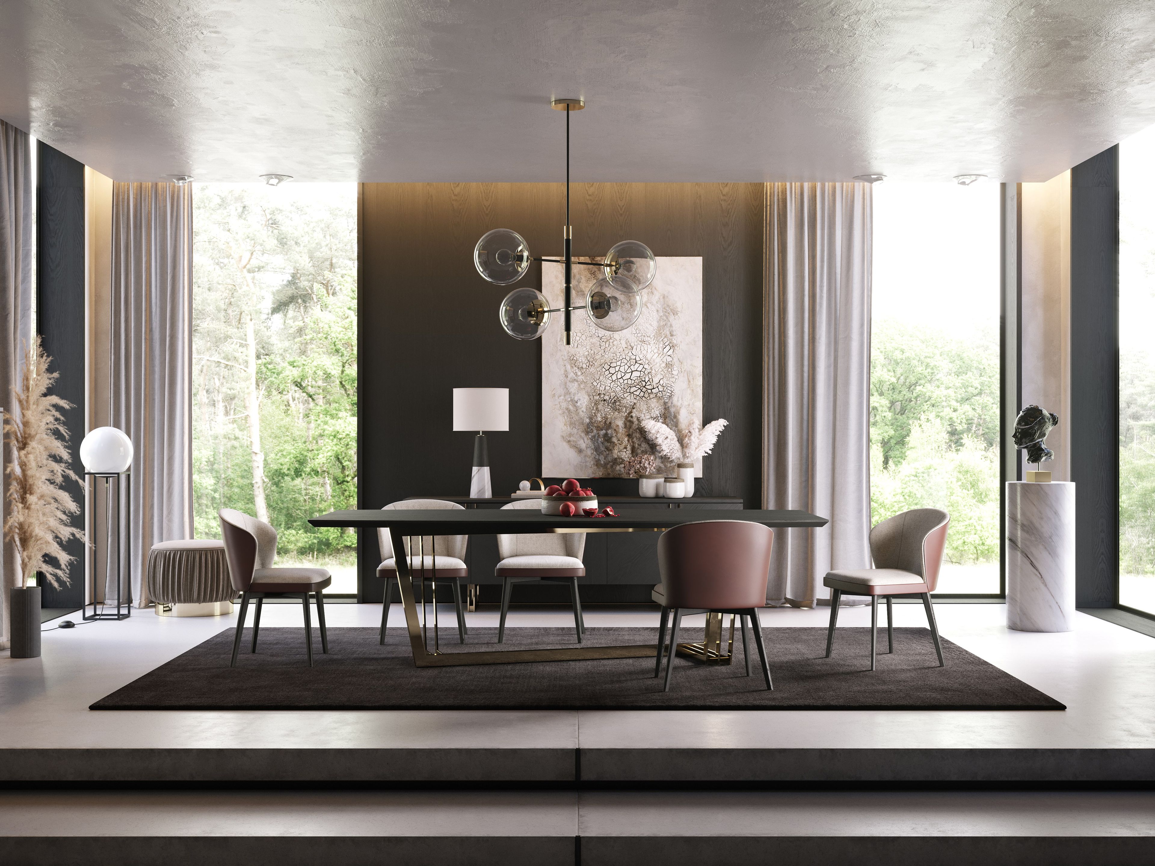 Подвесной светильник из нержавеющей стали и стекла Laskasas MEREDITH ARCH-00125547 - Вид №2