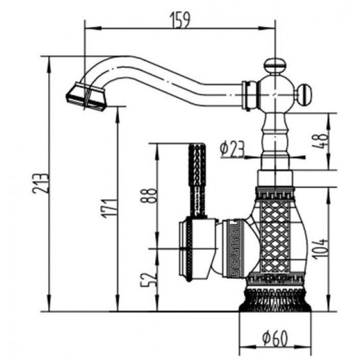 Zorg A 314U-BR смеситель для умывальника Смеситель для кухни Zorg 213 х 159 мм  - Вид №2