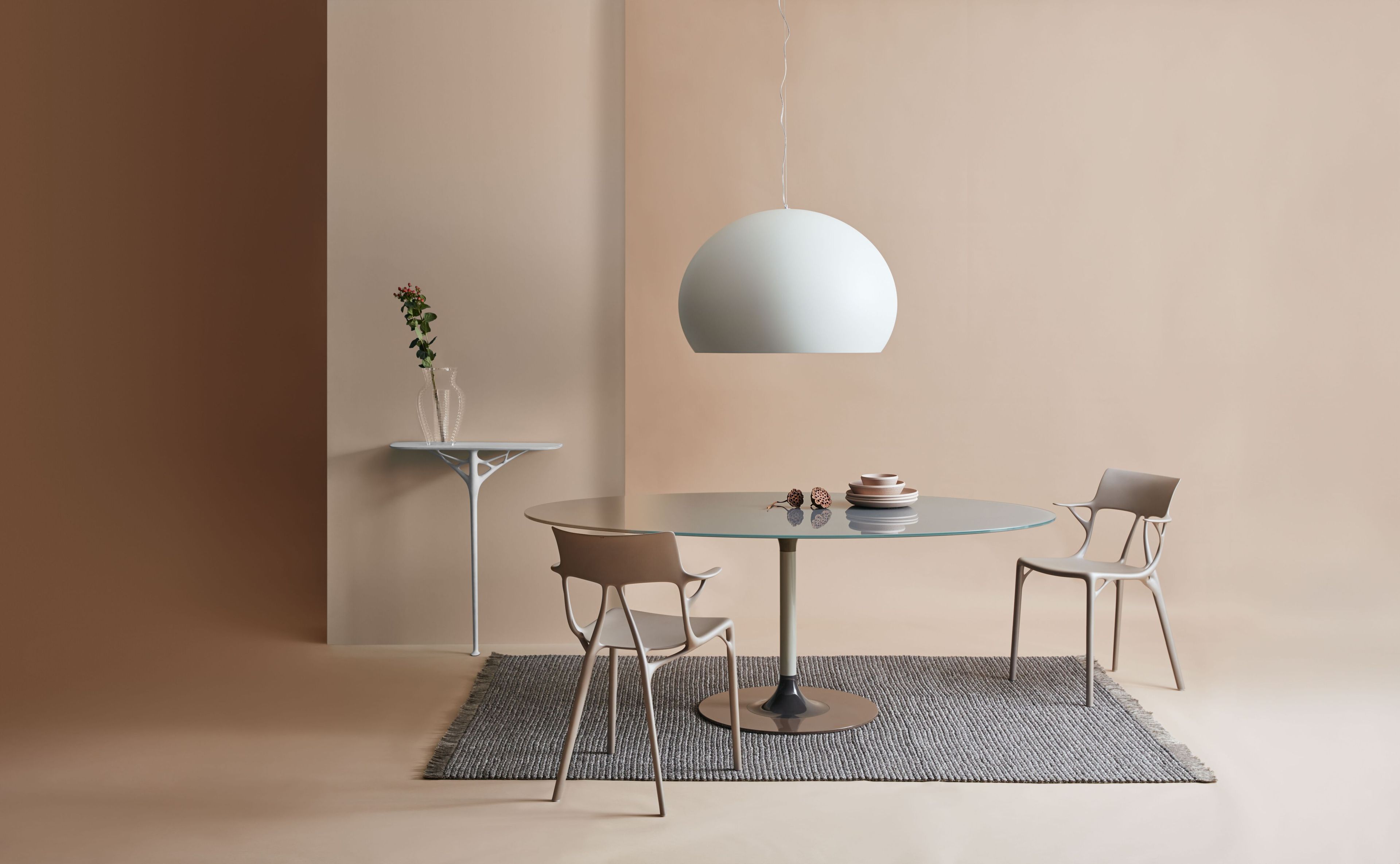 Овальный стол с хрустальной столешницей и стальным основанием Kartell Тьерри ARCH-00125470 - Вид №6