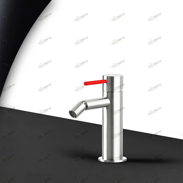 Смеситель для биде сталь глянцевая с красной ручкой Toki Radomonte TKS4LCIL15