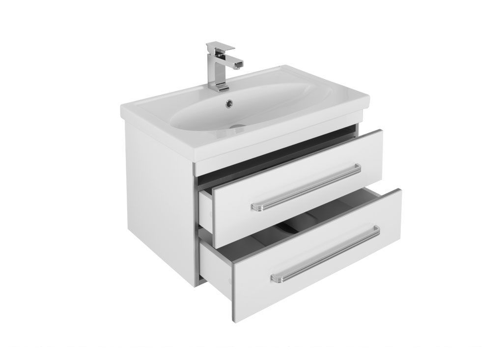 Тумба с раковиной Aquanet Сиена 70 белый (подвесной 2 ящика) 0018636100185343 - Вид №3