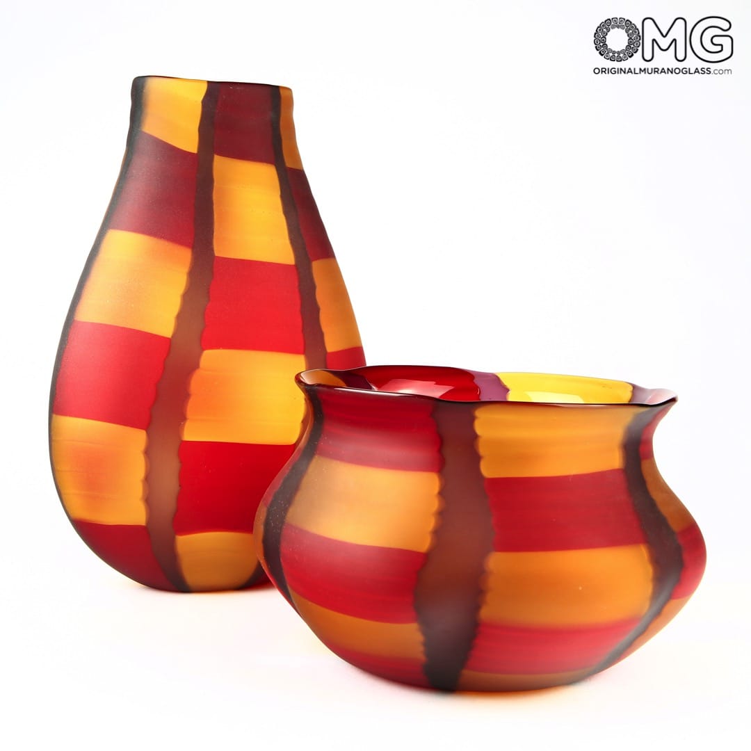 2509 ORIGINALMURANOGLASS Дутая вазочка из муранского стекла - Dalla Valentina - Original Murano Glass OMG 23 см  - Вид №1