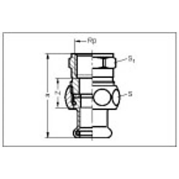 183301534 SANHA 8330G пресс-фитинг, бронза, сгон ВПр-ВР с плоск.упл. 15x3/4 мм  - Вид №1