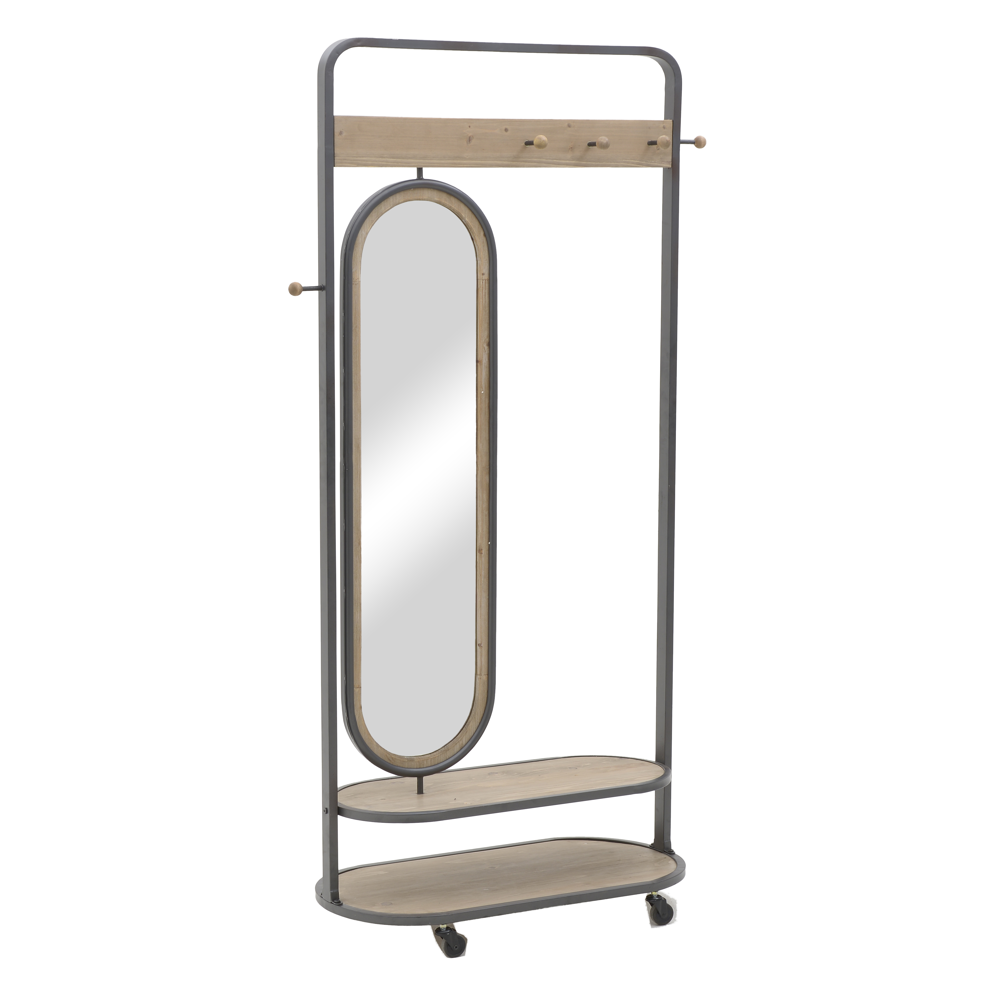 3850196.0028 ВЕШАЛКА НАПОЛЬНАЯ С ЗЕРКАЛОМ НА КОЛЕСИКАХ TO4ROOMS  - Вид №1