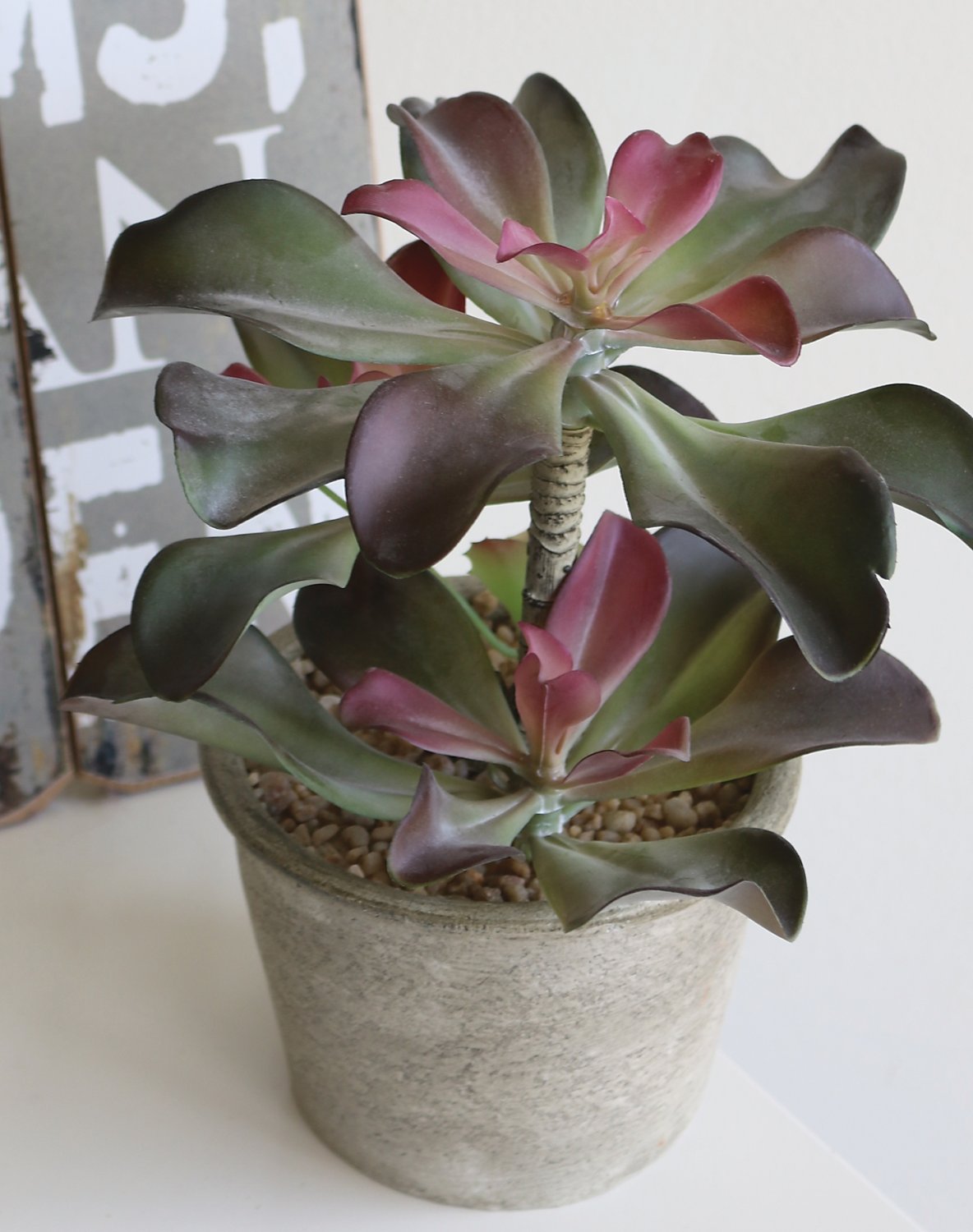 6046 849 a3 Искусственный суккулент, горшок, 25 см, зелено-бордовый H-andreas 