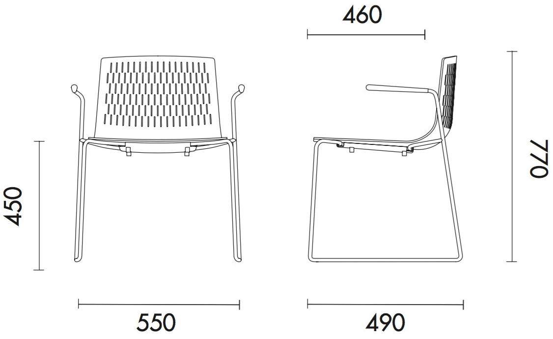 Grado Design Полипропиленовый стул с салазками и подлокотниками Dash Das-ch-04b - Вид №3