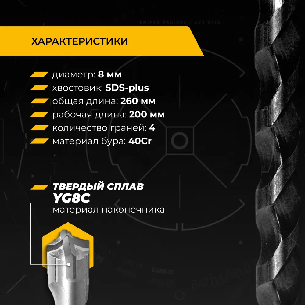Бур по железобетону SDS Plus Rage Furious 567826 8x260 мм STLM-2147448 - Вид №2
