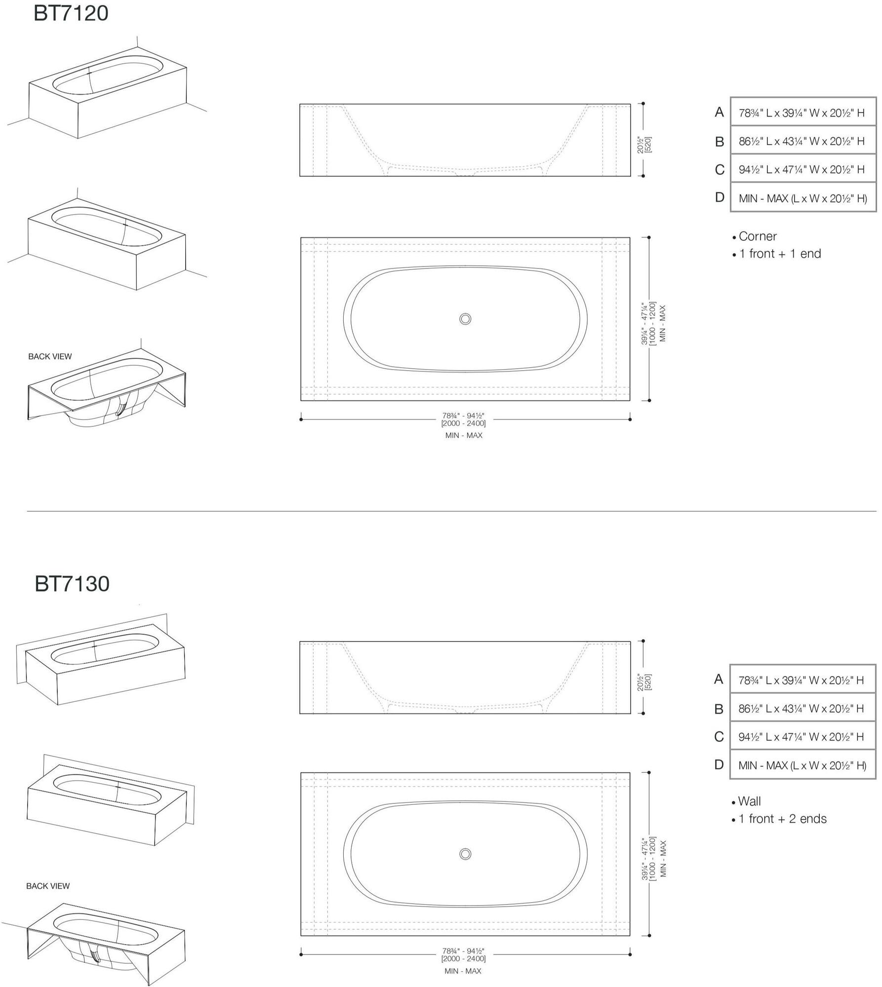 Blu Bathworks® Прямоугольная ванна синего цвета ∙ stone ™ Designer bathtub series Bt7100 - Вид №3