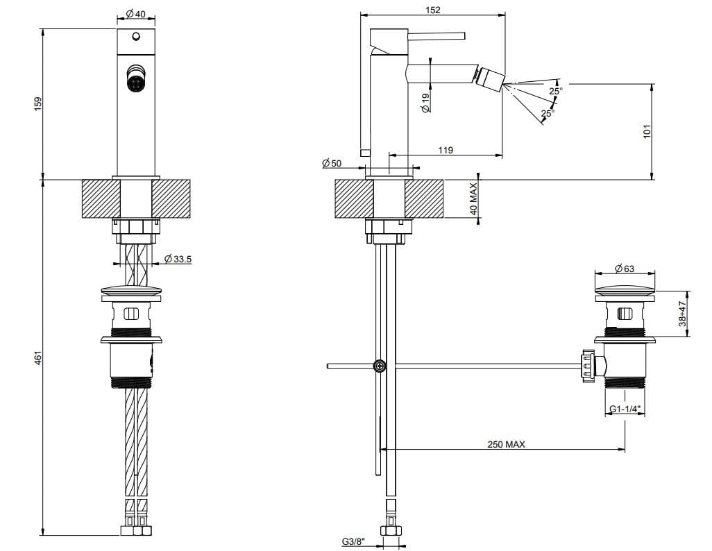 Смеситель для биде из нержавеющей стали Gessi Gessi316 ARCH-00040843 - Вид №1