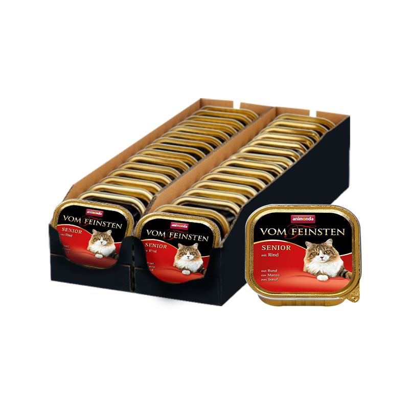 ПР0004580*32 Консервы VOM FEINSTEN SENIOR с говядиной для кошек старше 7 лет конс. 100г (упаковка - 32 шт) Animonda 