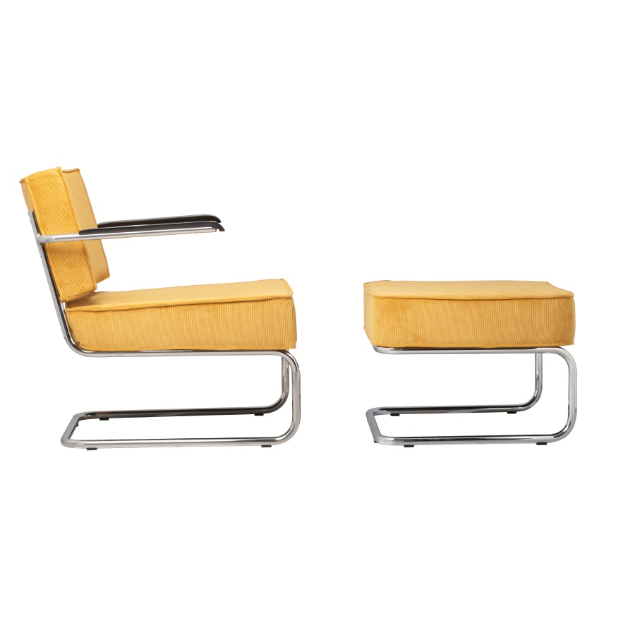 Кресло Lounge Ridge Rib с подлокотниками, желтое Zuiver 3100019 - Вид №12