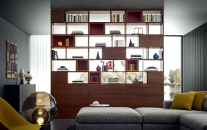 Деревянный секционный двухсторонний книжный шкаф