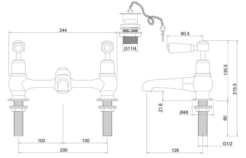 Напольный смеситель для раковины Burlington KENSINGTON ARCH-00067323 - Вид №4