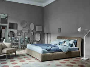 Bonaldo Двуспальная кровать со съемным чехлом из ткани с мягким изголовьем