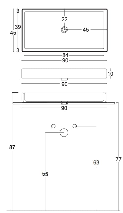 Керамическая прямоугольная раковина Nic канал ARCH-00073777 - Вид №4