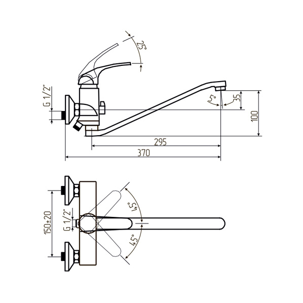40-S35/K ECHO  Смеситель универсальный  ARGO kran 40s35kecho - Вид №1
