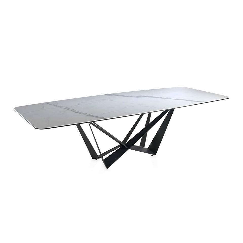 062101 Стол обеденный прямоугольный мраморный 260 черные ножки Angel Cerda CT2061 
