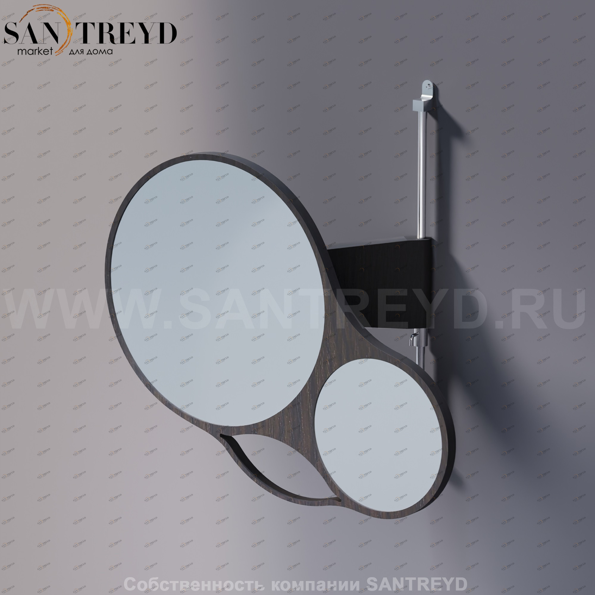 Agape SPIN Регулируемое зеркало в раме из фанеры под темный дуб ASPE013RW