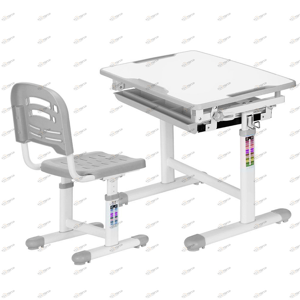 Растущая парта и стул EVO-06 белая, серая MEALUX EVO  336182 Белый;серый Santreyd 