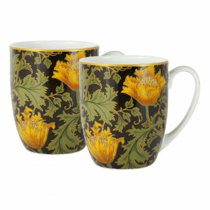 Кружки фарфоровые 2 шт зелено-желтые "Анемон. У. Моррис" CARMANI У. МОРРИС 00-3946529 Желтый;зеленый