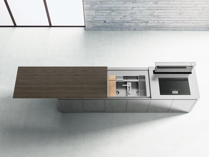 Boffi Кухня из нержавеющей стали и дерева с островом sun-id-1425941 - Вид №12