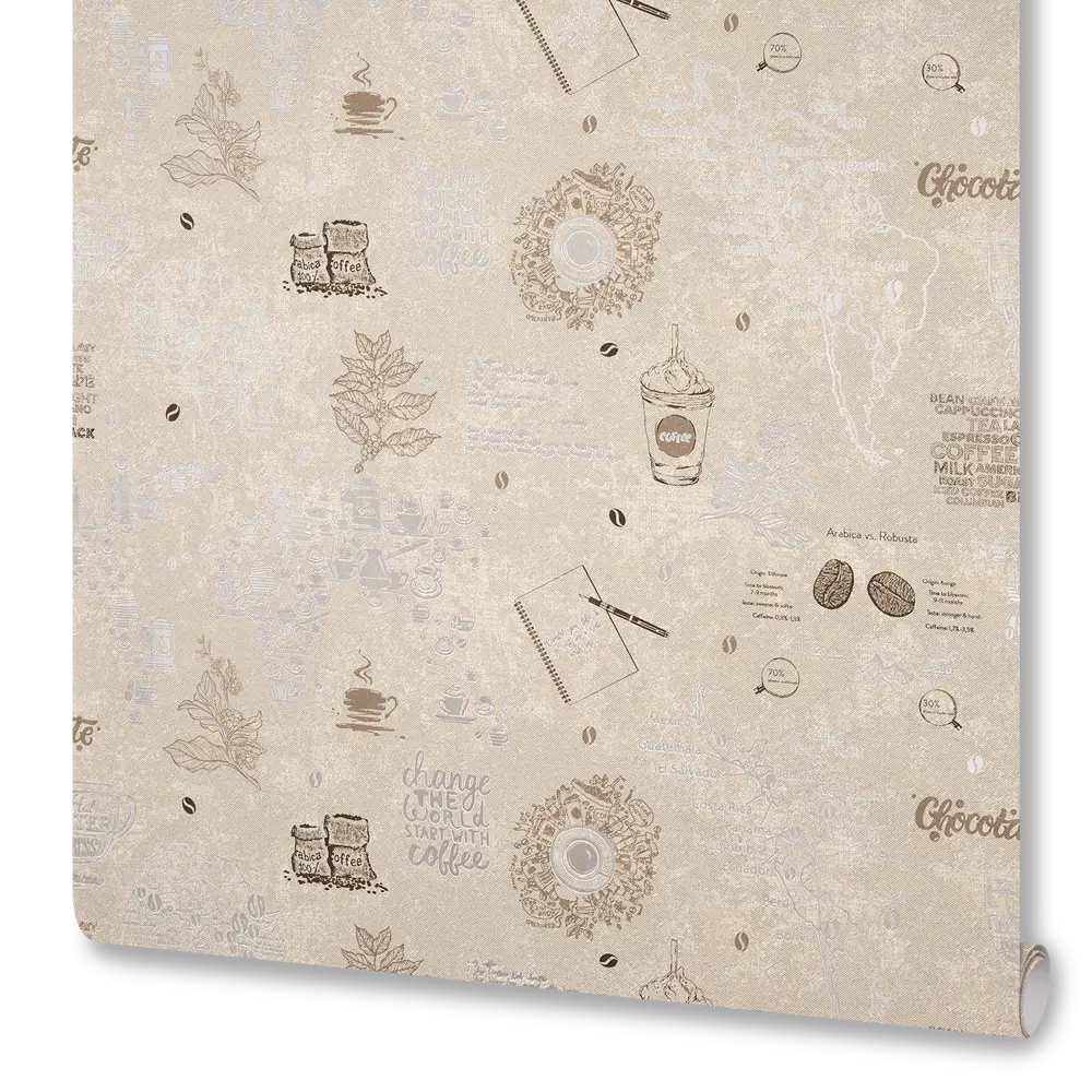Обои флизелиновые Ateliero Coffee бежевые 1.06 м 888618 STLM-2133079