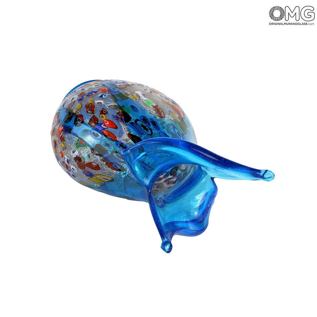 4468 ORIGINALMURANOGLASS Ваза Воздушный змей - голубая - муранское стекло OMG 15 см  - Вид №1