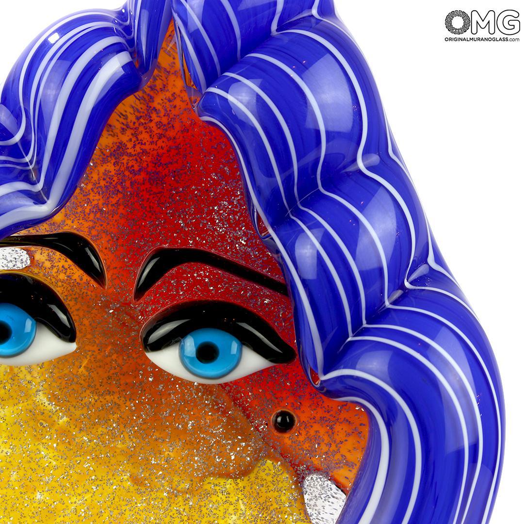 4707 ORIGINALMURANOGLASS Скульптура Голова Женщины - Pop Art - Original Murano Glass OMG 19 см PICASSO - Вид №1