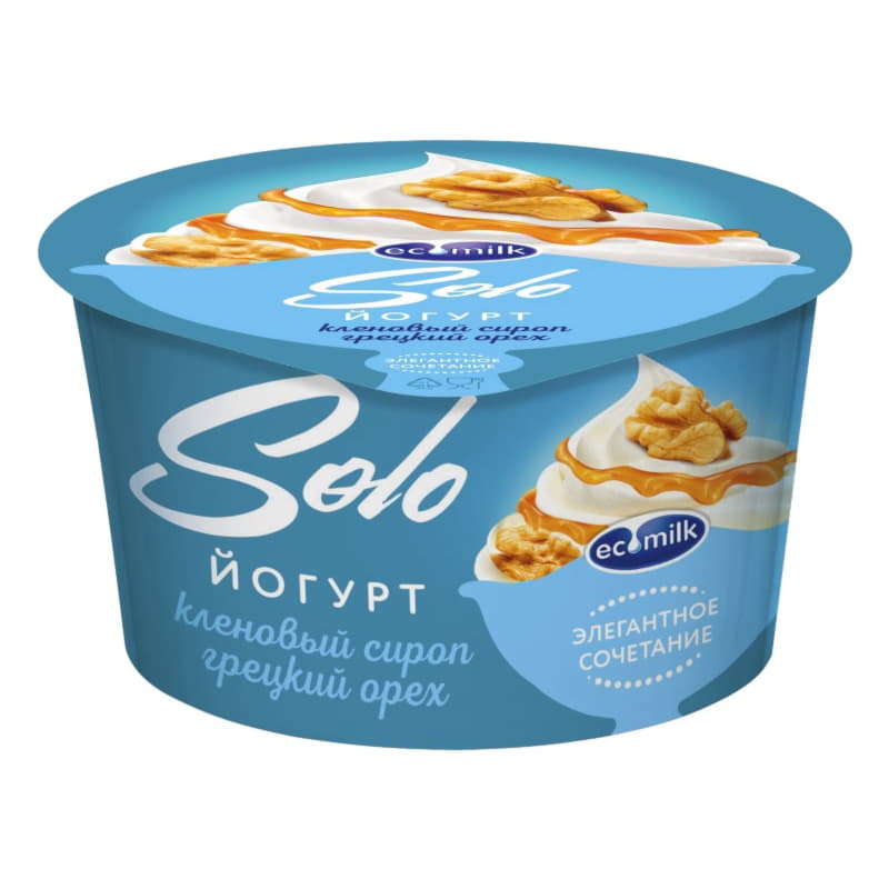 Йогурт с кленовым сиропом и грецким орехом 5% Экомилк Solo 130 г БЗМЖ Santreyd 21136 - Вид №1