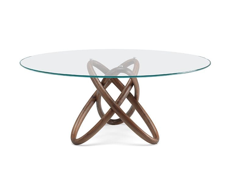 Круглый стол из орехового дерева с хрустальным верхом Cattelan italia CARIOCA ARCH-00001326